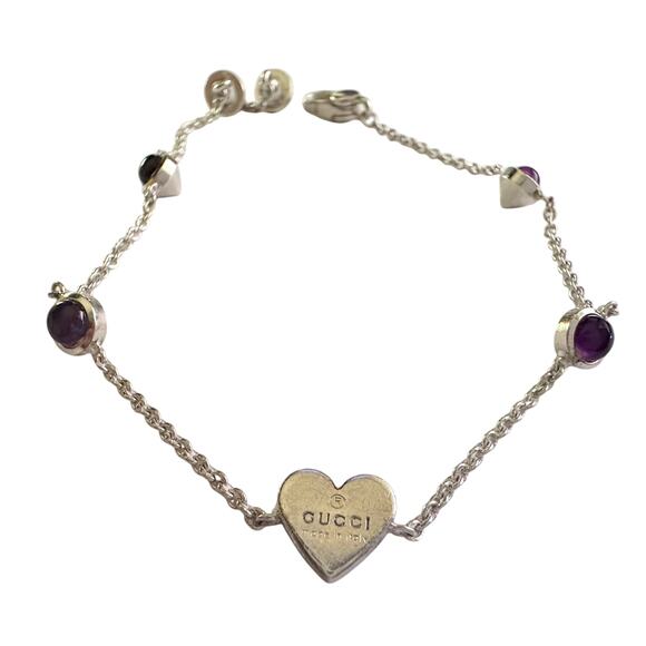 Gucci Heart Tag Amethyst Bracelet #17 - Picture 1 of 14